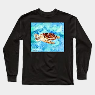 sea turtle square art painting Long Sleeve T-Shirt